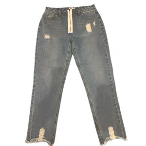 Princess Polly Distressed High Waist Zip Front Jeans